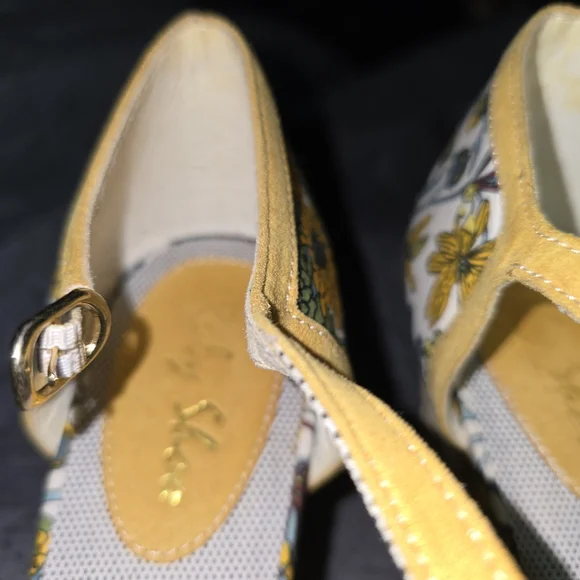 Ruby Shoo Floral Yellow and Blue Women's Shoes - Picture 3 of 7